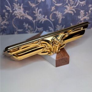 Vintage Syroco Plastic Gold Floating Wall Shelf with a Floral Motif